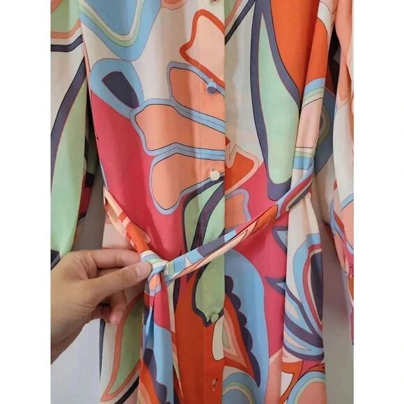 ALEXIS for Target Mixed Floral Long Sleeve Robe Dress XS NWOT - Picture 9 of 10